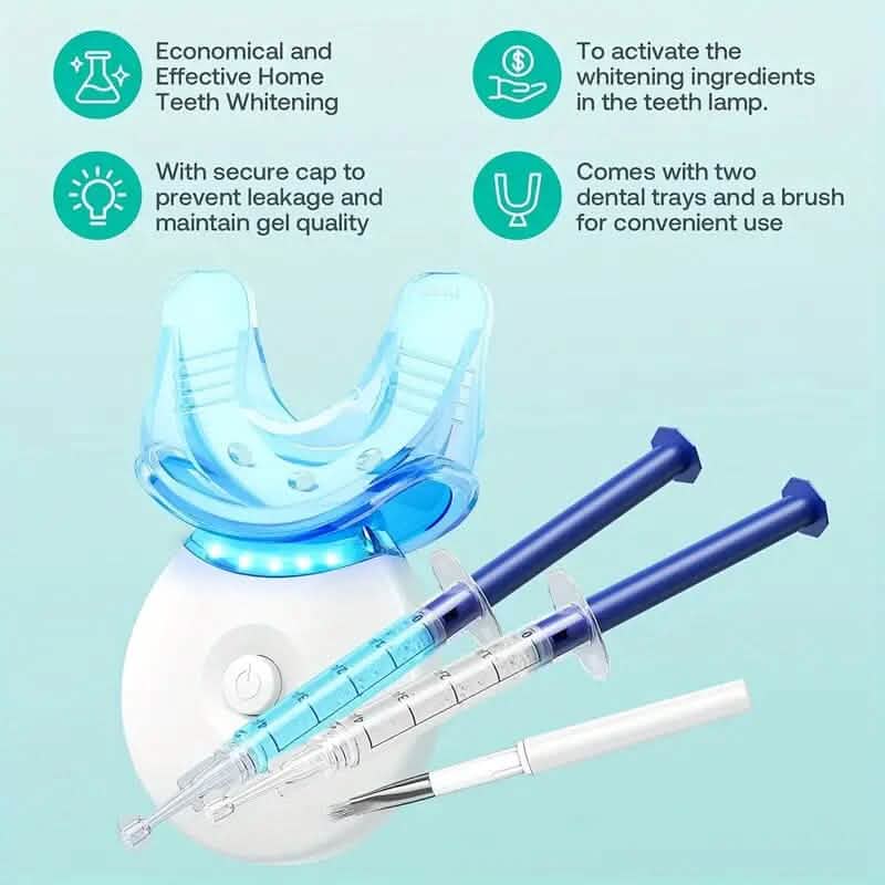 Teeth Whitening Gel Kit with 6 Teeth Cleaning Gel + 2 Dental Trays + Cleaning Led Light Beauty & Personal Care - DailySale