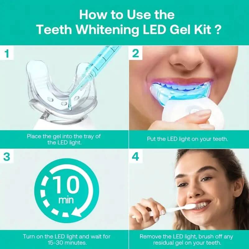 Teeth Whitening Gel Kit with 6 Teeth Cleaning Gel + 2 Dental Trays + Cleaning Led Light Beauty & Personal Care - DailySale