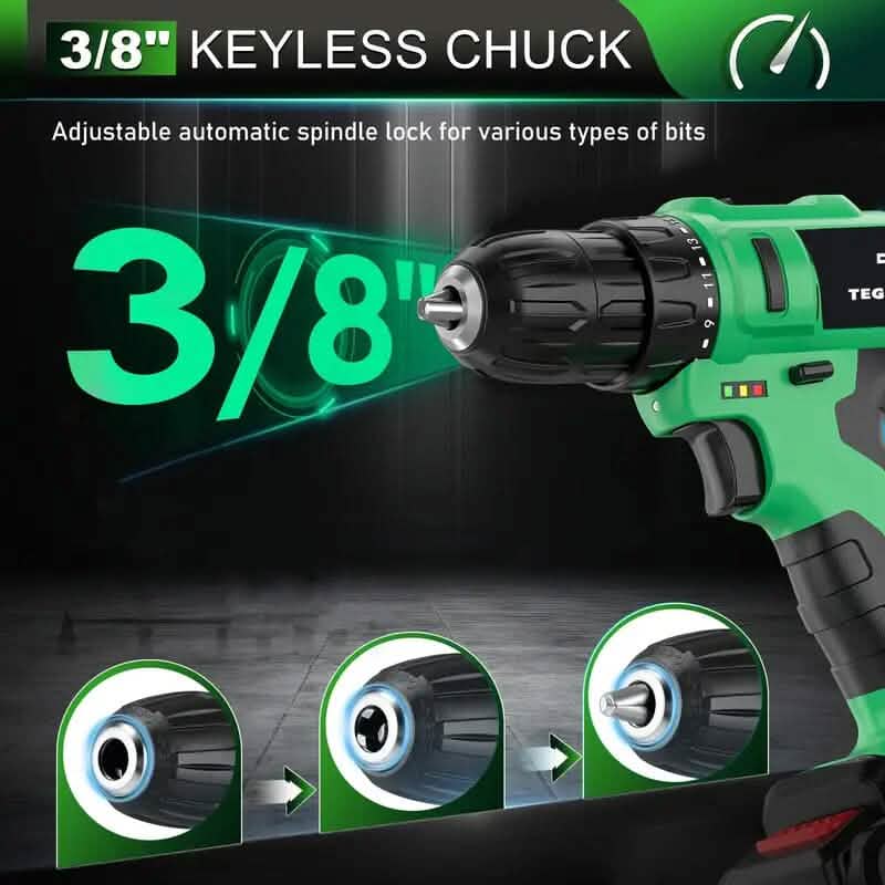 Tegatok 20V Cordless Drill Set Home Improvement - DailySale