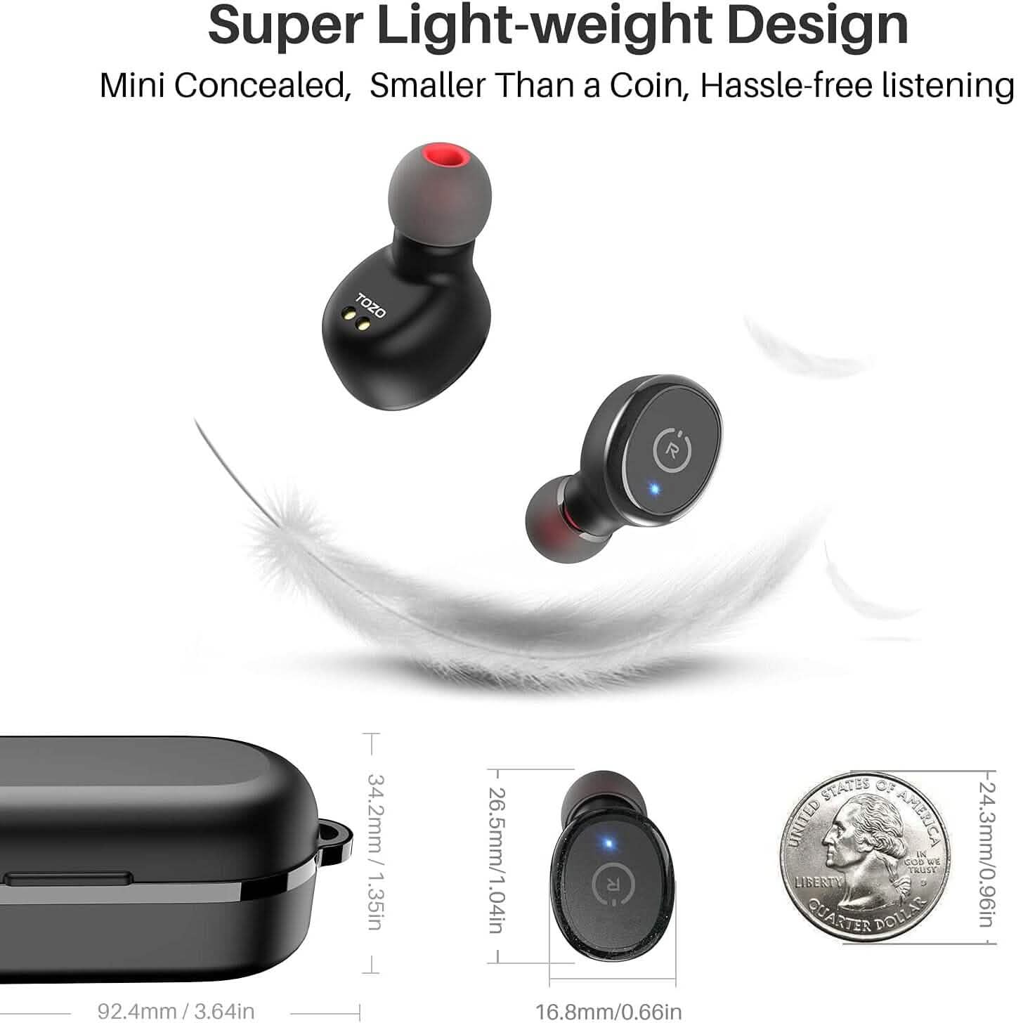 TOZO T10 Bluetooth 5.3 Wireless Earbuds (Refurbished) Headphones - DailySale