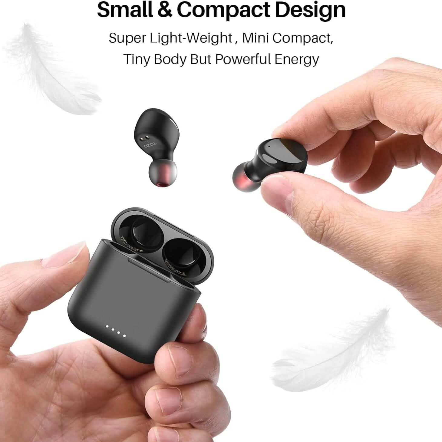 TOZO T6 True Wireless Earbuds Bluetooth 5.3 Headphones Touch Control with Wireless Charging Case (Refurbished) Headphones - DailySale