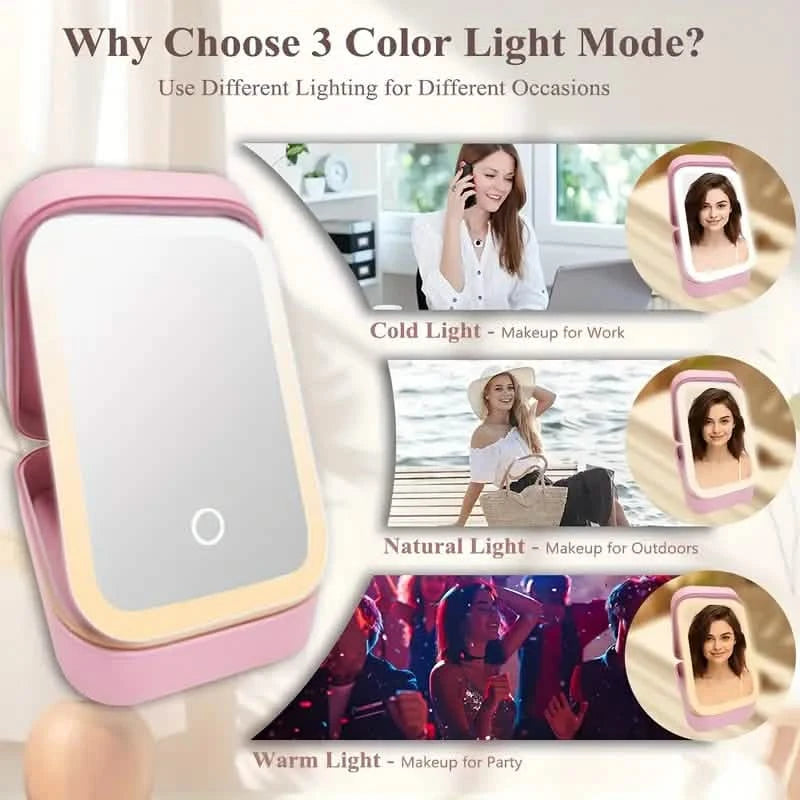 Travel Compact Touch Screen Tabletop Cosmetic Makeup Mirror with LED and 1200mAh Beauty & Personal Care - DailySale