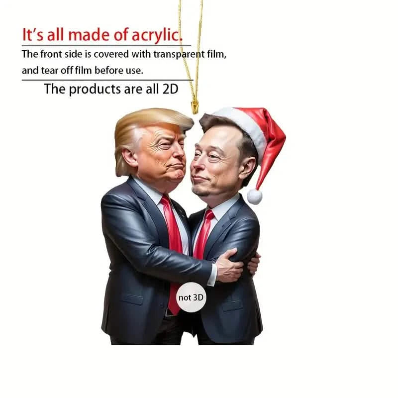 Trump & Musk Photo Acrylic Ornament Versatile Hanging Decor Holiday Decor & Apparel - DailySale