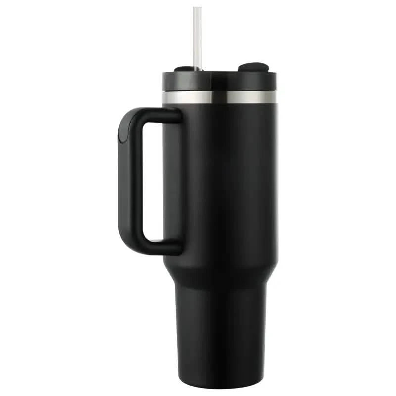 Tumbler with Handle And Straw Lid, Leak-proof Travel 40oz Coffee Mug Sports & Outdoors Black - DailySale
