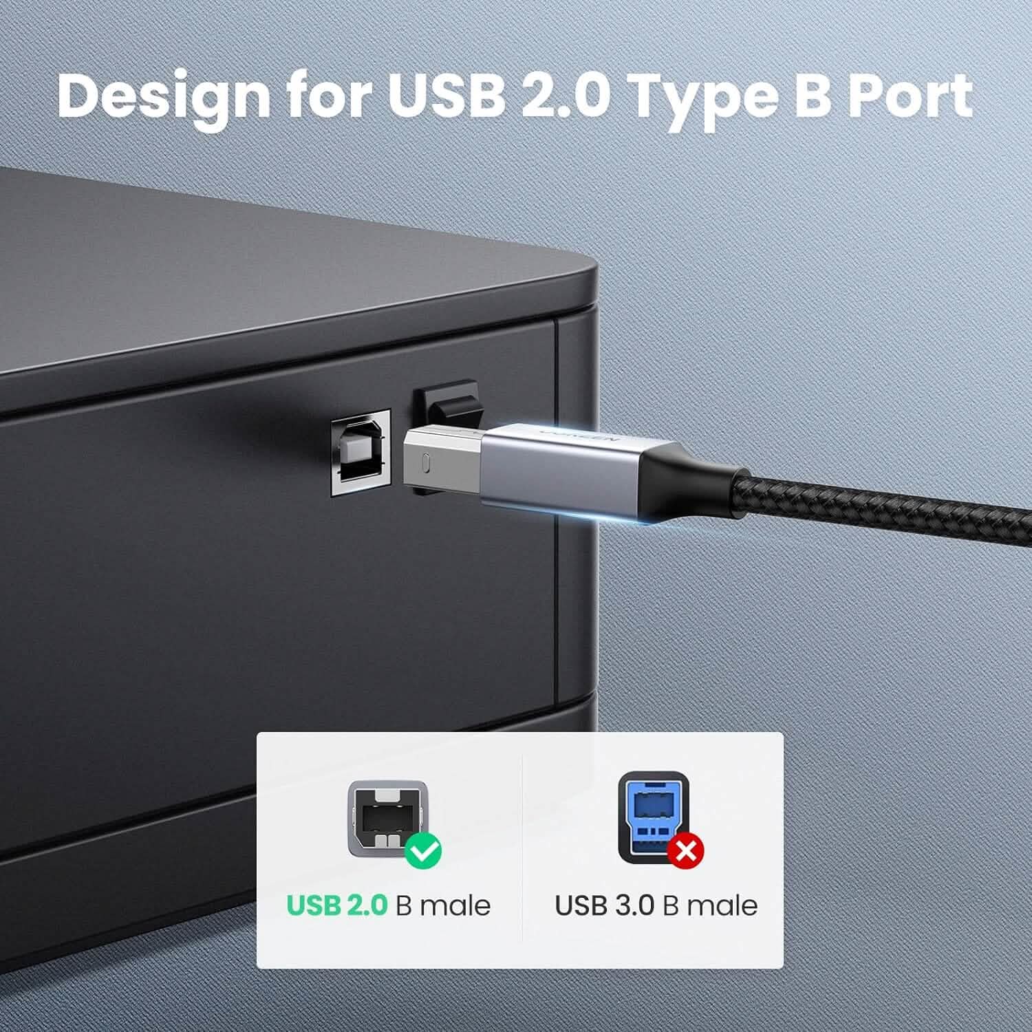 UGREEN USB B to USB C 3 FT Printer Cable (Refurbished) Mobile Accessories - DailySale
