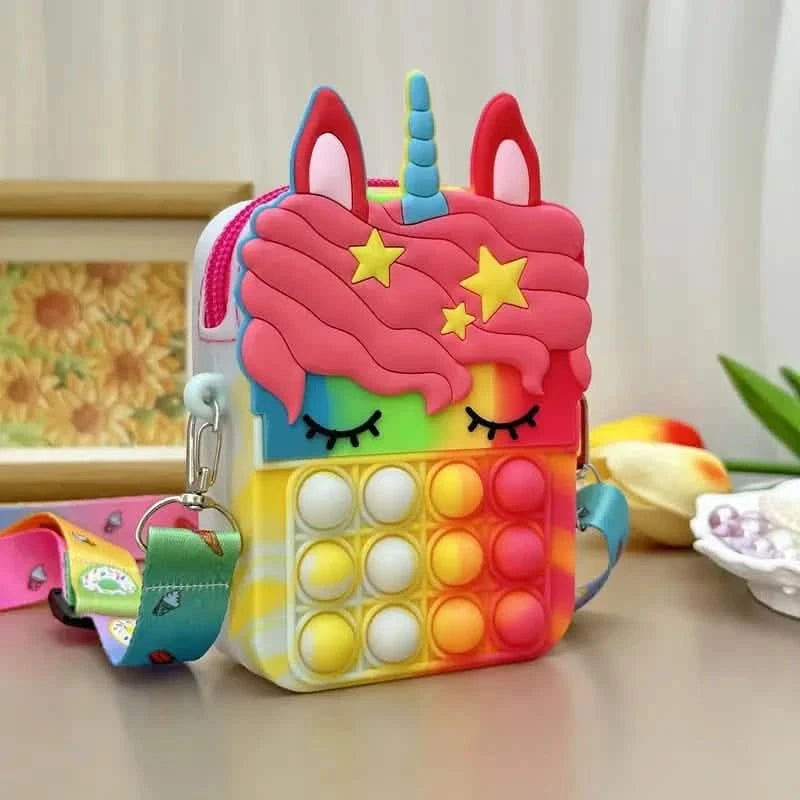 Unicorn Crossbody Bag with Pop Fidget Buttons Handbags & Wallets Orange - DailySale