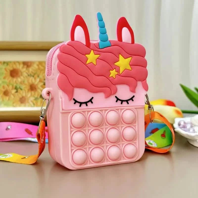 Unicorn Crossbody Bag with Pop Fidget Buttons Handbags & Wallets Pink - DailySale
