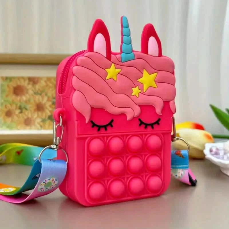 Unicorn Crossbody Bag with Pop Fidget Buttons Handbags & Wallets Rose Red - DailySale