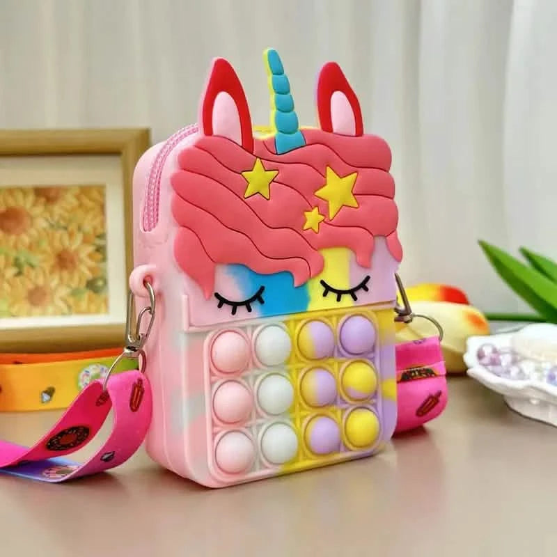 Unicorn Crossbody Bag with Pop Fidget Buttons Handbags & Wallets Yellow - DailySale