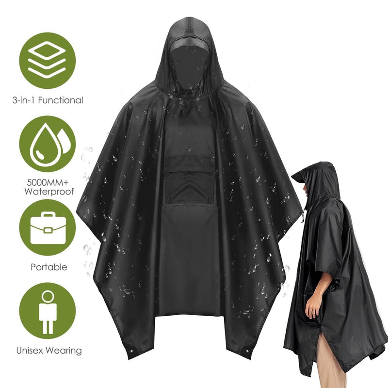 Unisex Hooded Rain Poncho with Pocket Sports & Outdoors - DailySale