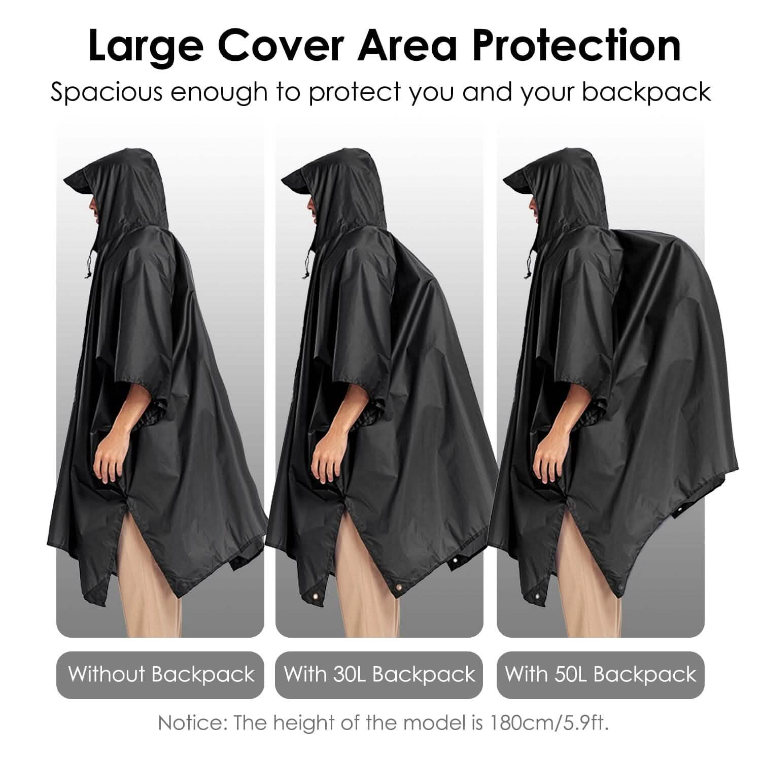 Unisex Hooded Rain Poncho with Pocket Sports & Outdoors - DailySale