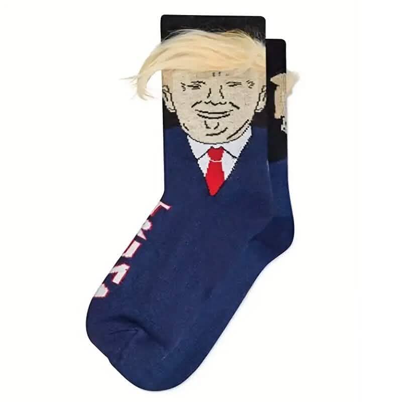 Unisex Novelty Trump Socks Men's Socks Dark Blue - DailySale