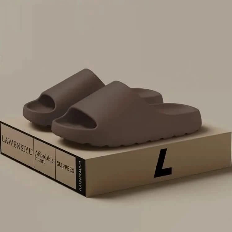 Unisex Soft Slippers, Comfortable Indoor/Outdoor Slide Sandals, Non-slip Textured Design Footwear Men's Shoes & Accessories Brown 6 - DailySale