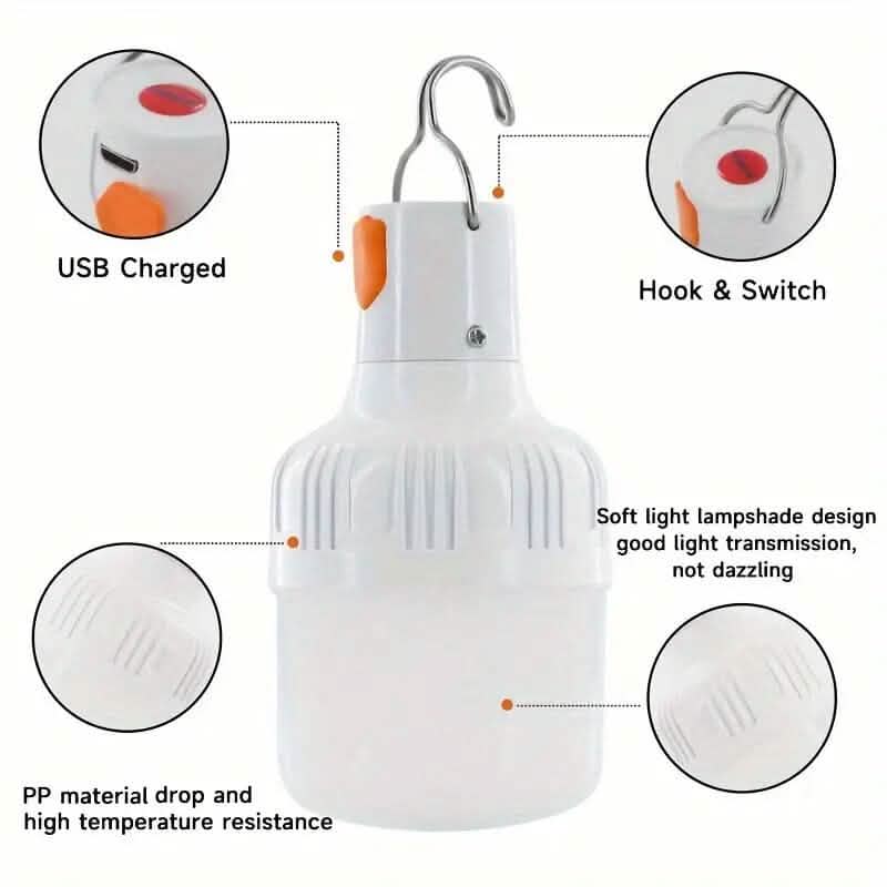 USB Rechargeable Outdoor Bulb Light Outdoor Lighting - DailySale