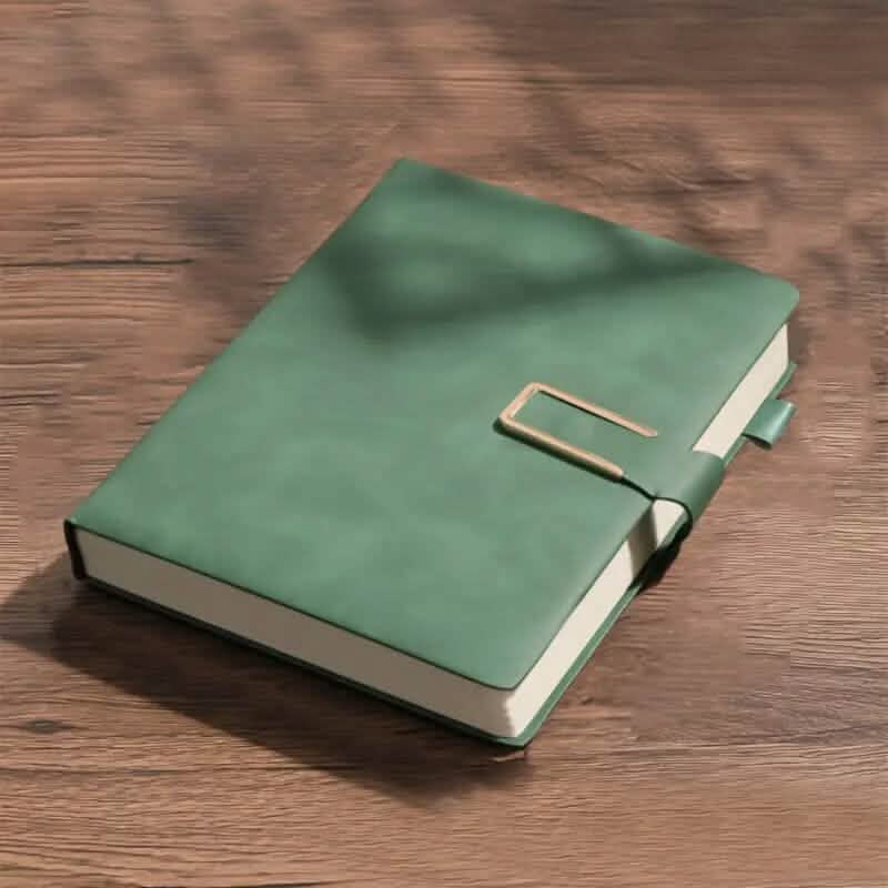 Vintage A5 Leatherbound Notebook with Personalized Soft Cover and Bookmark Arts & Crafts Dark Green - DailySale