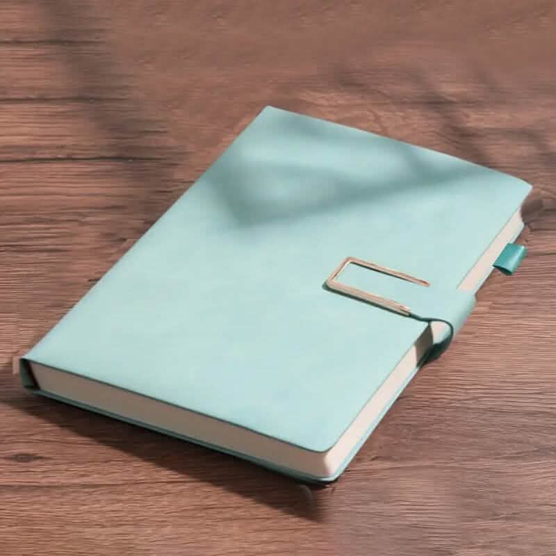 Vintage A5 Leatherbound Notebook with Personalized Soft Cover and Bookmark Arts & Crafts Light Blue - DailySale