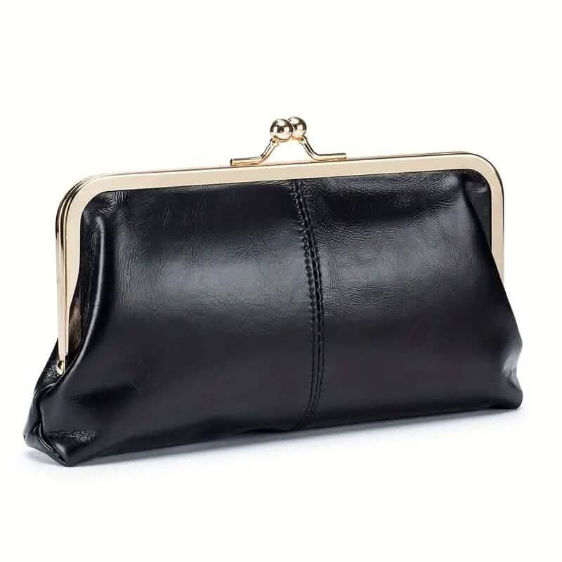 Vintage Chic Leather Clutch Lady Purse Bags & Travel Black - DailySale