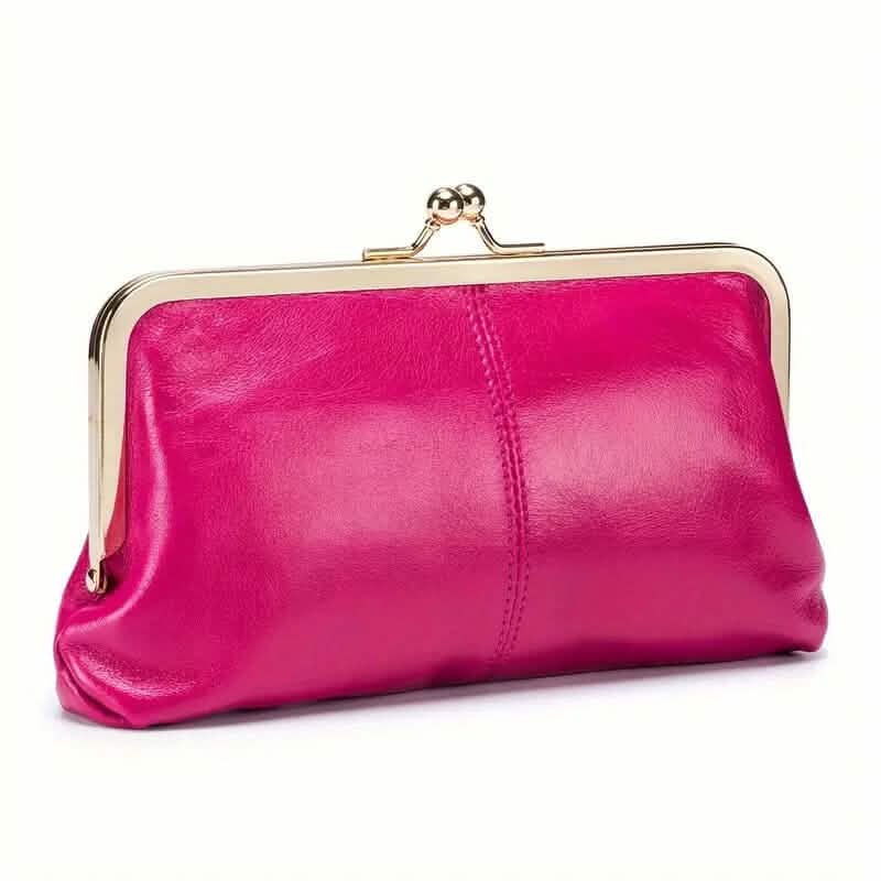 Vintage Chic Leather Clutch Lady Purse Bags & Travel Rose Red - DailySale