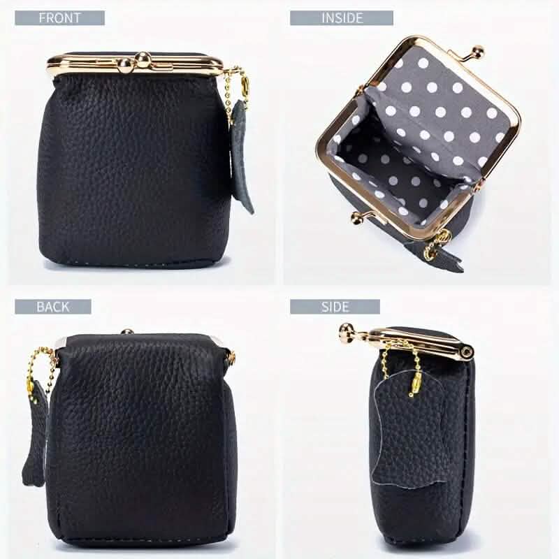 Vintage Genuine Leather Mini Handbag Organizer with Secure Kiss Lock Handbags & Wallets - DailySale