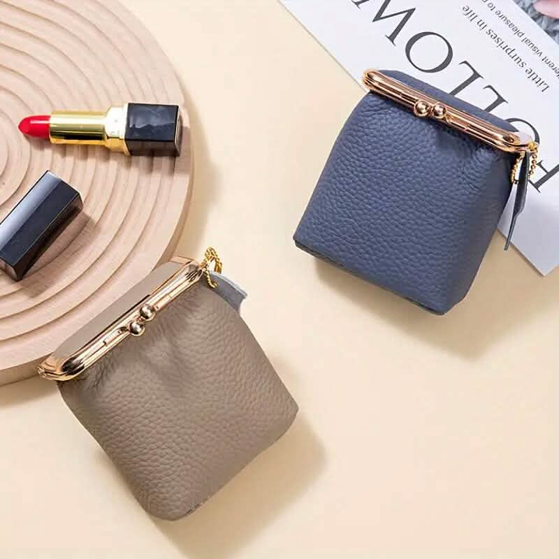 Vintage Genuine Leather Mini Handbag Organizer with Secure Kiss Lock Handbags & Wallets - DailySale