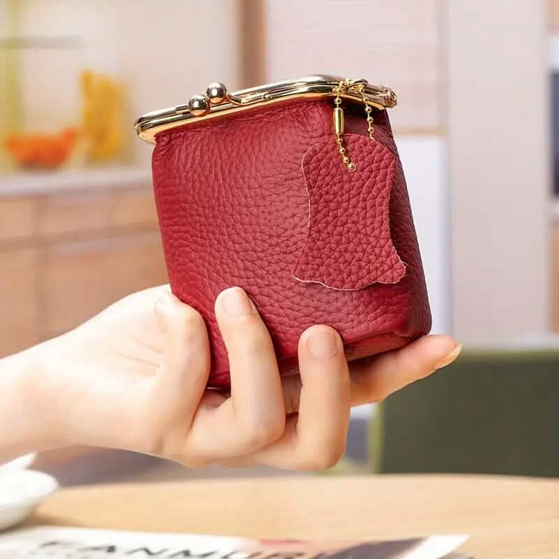 Vintage Genuine Leather Mini Handbag Organizer with Secure Kiss Lock Handbags & Wallets - DailySale
