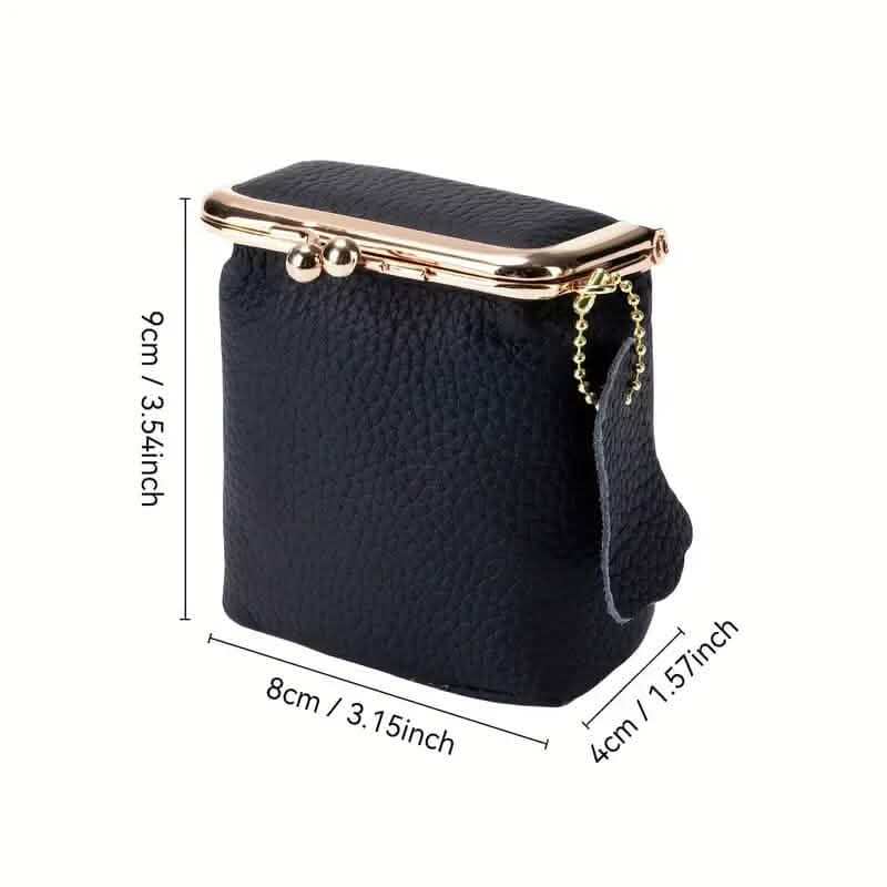 Vintage Genuine Leather Mini Handbag Organizer with Secure Kiss Lock Handbags & Wallets - DailySale