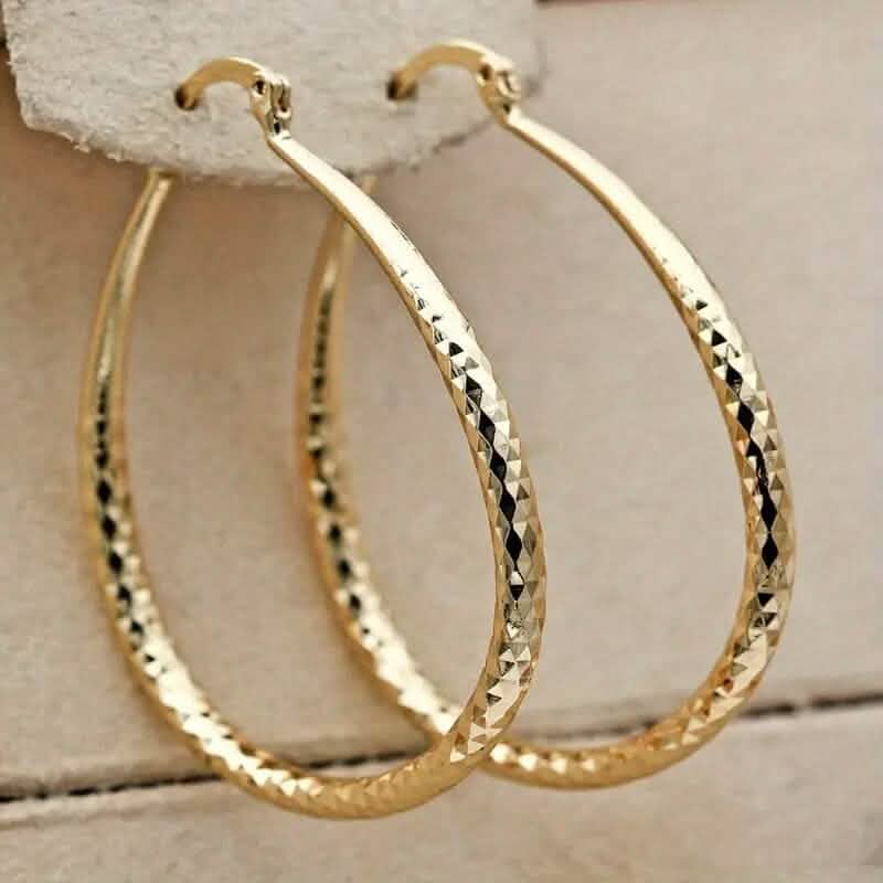 Vintage Pattern Large Hoop Earrings Earrings Gold - DailySale