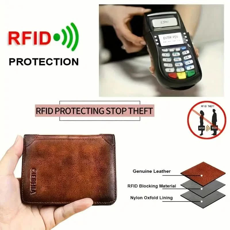 Vintage Style Men's RFID Blocking Wallet Large Capacity with Multiple Card Slots Men's Shoes & Accessories - DailySale