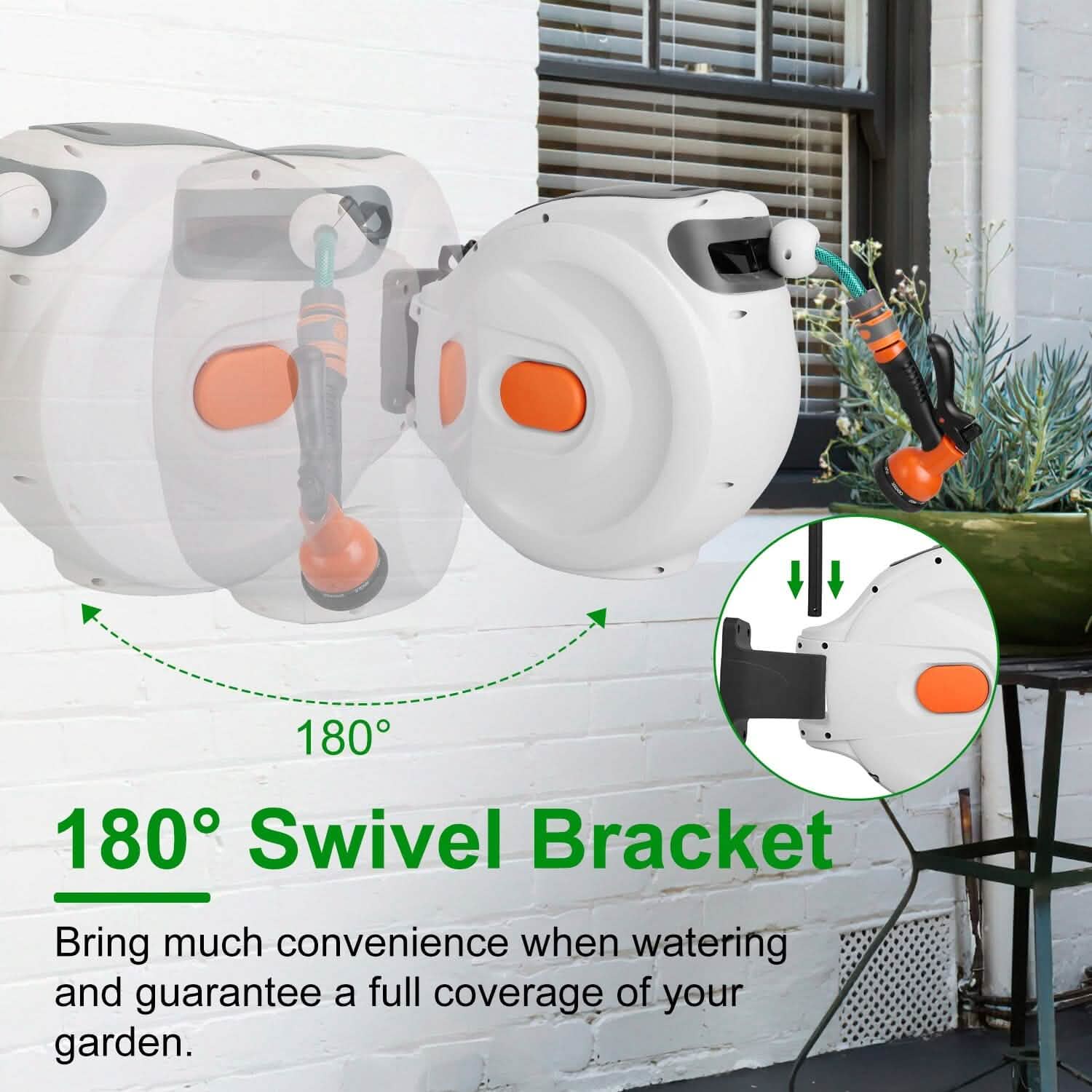 Wall Mounted Automatic Retractable Garden Hose Reel Garden & Patio - DailySale