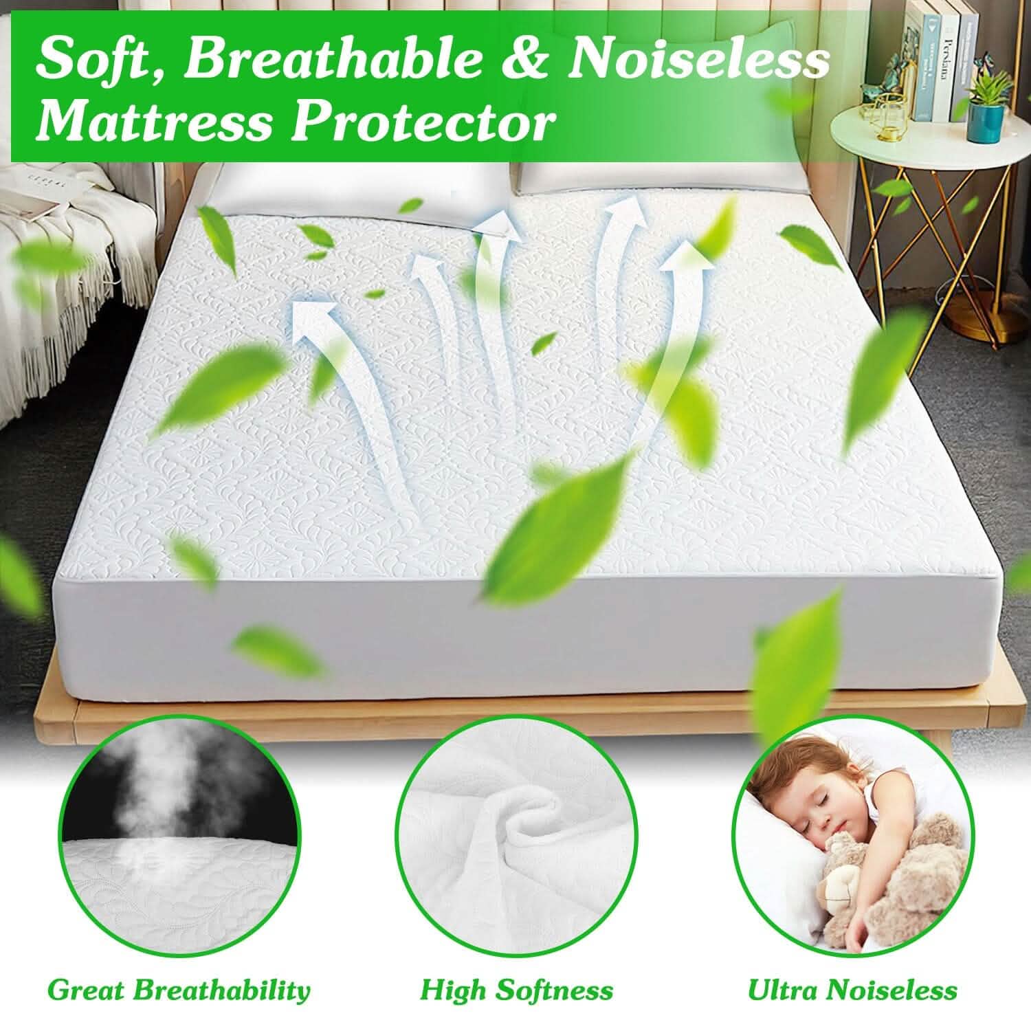 Waterproof Breathable Soft Cotton Mattress Protector Bedding - DailySale