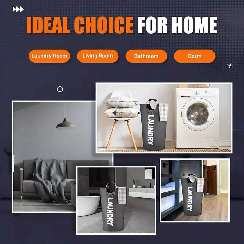 Waterproof Collapsible Clothes Hamper Laundry Basket With Padded Handles Closet & Storage - DailySale