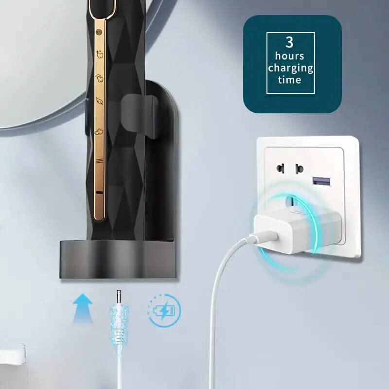Waterproof USB Rechargeable Electric Toothbrush with 10 Replaceable Toothbrush Heads, Charger and Case Beauty & Personal Care - DailySale