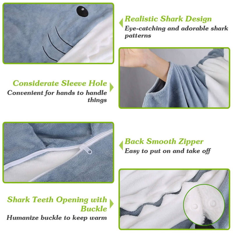 Wearable Shark Sleeping Bag Onezie with Zipper Bedding - DailySale