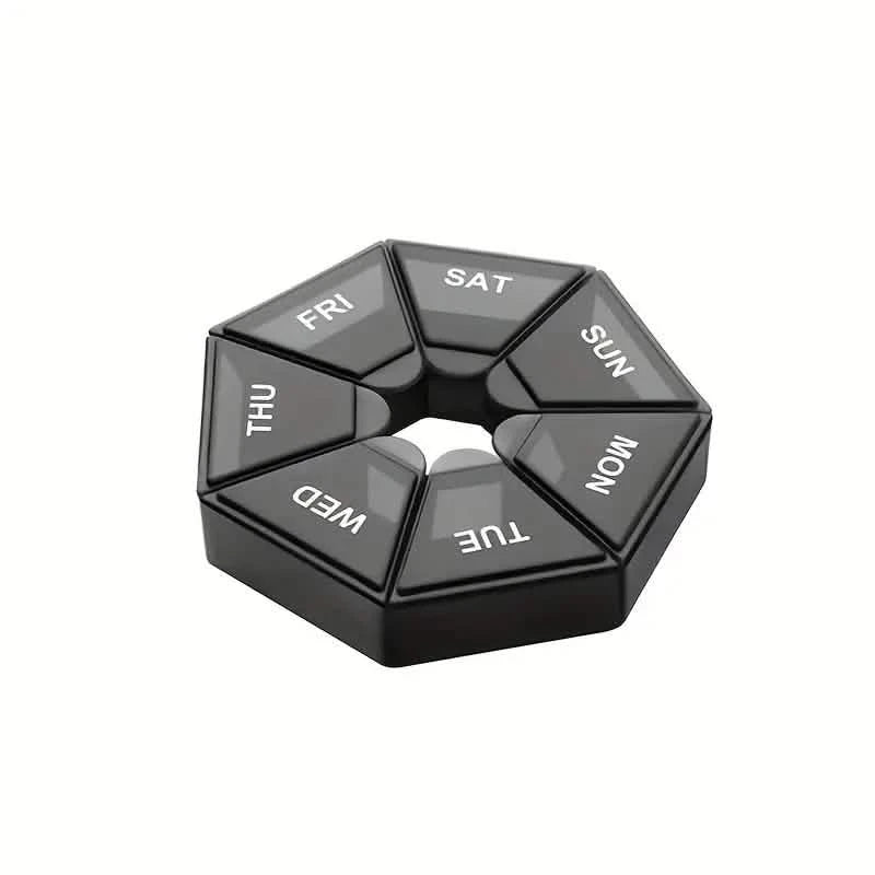 Weekly Rainbow Pill Box - 7-Grid Thickened Pill Storage Box Wellness Black - DailySale