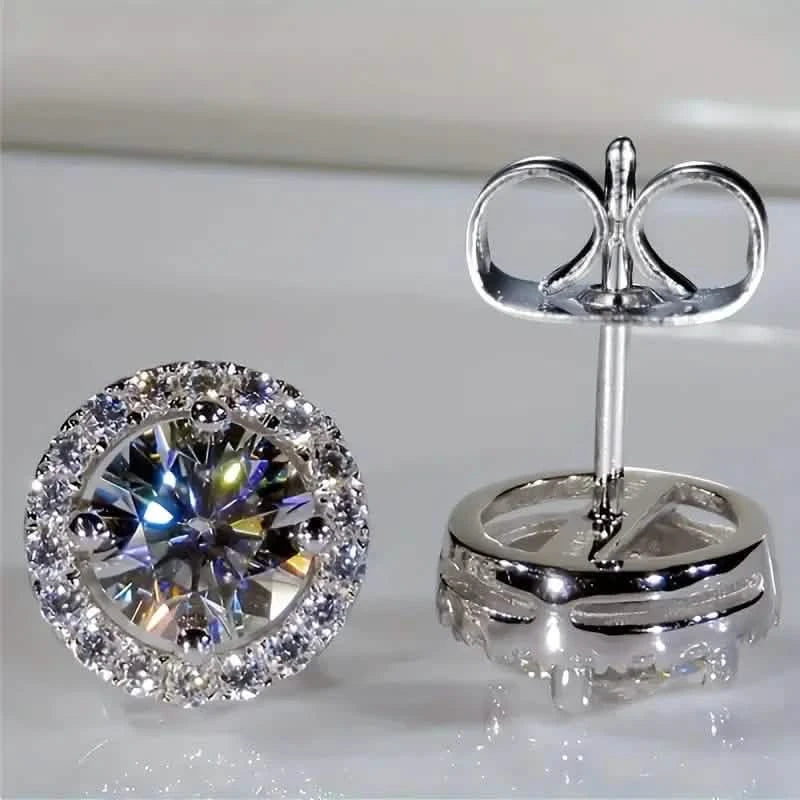 White Zirconia Round Stud Earrings Earrings - DailySale