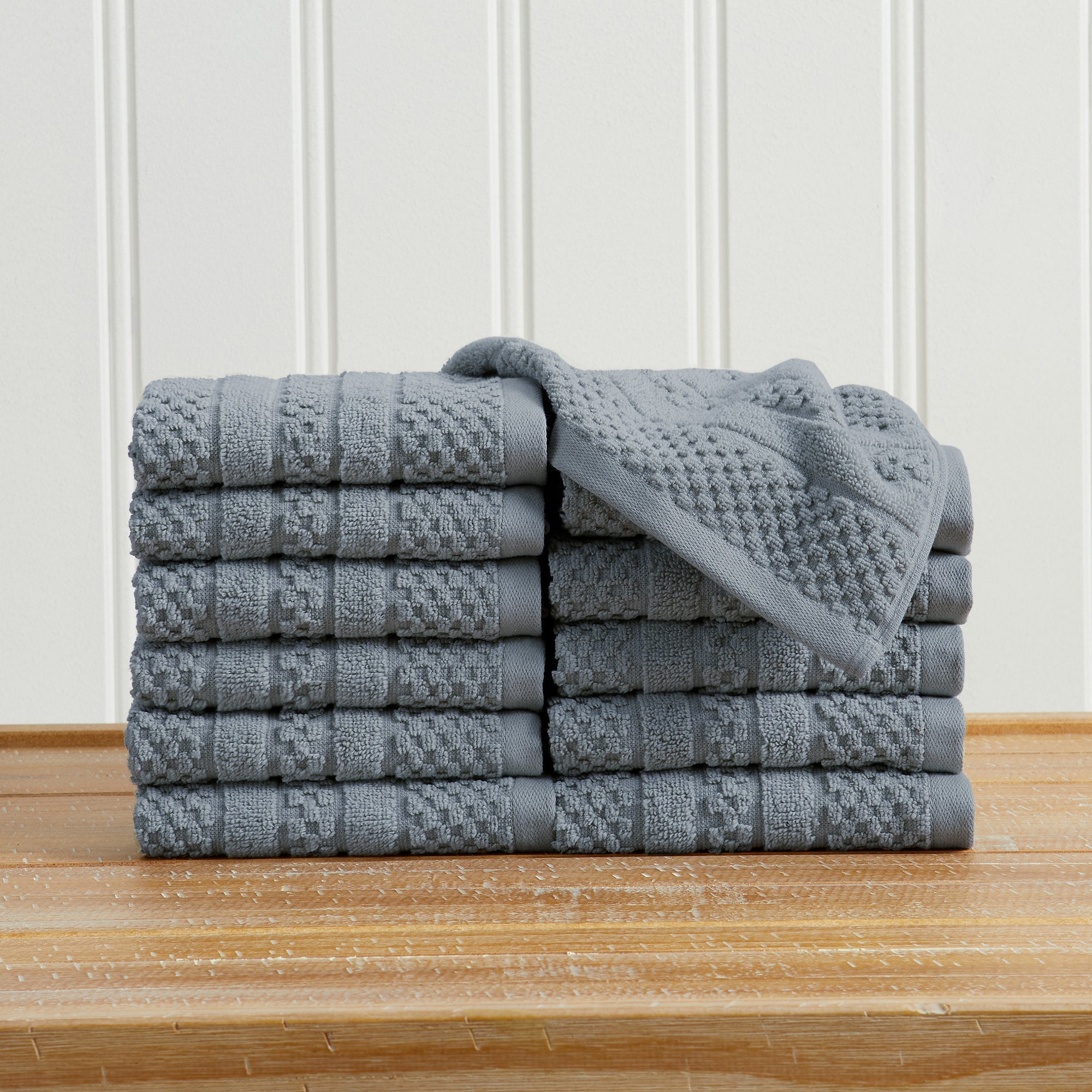 100% Cotton Checkered Jacquard Bath Towel Set - Giuliana Collection