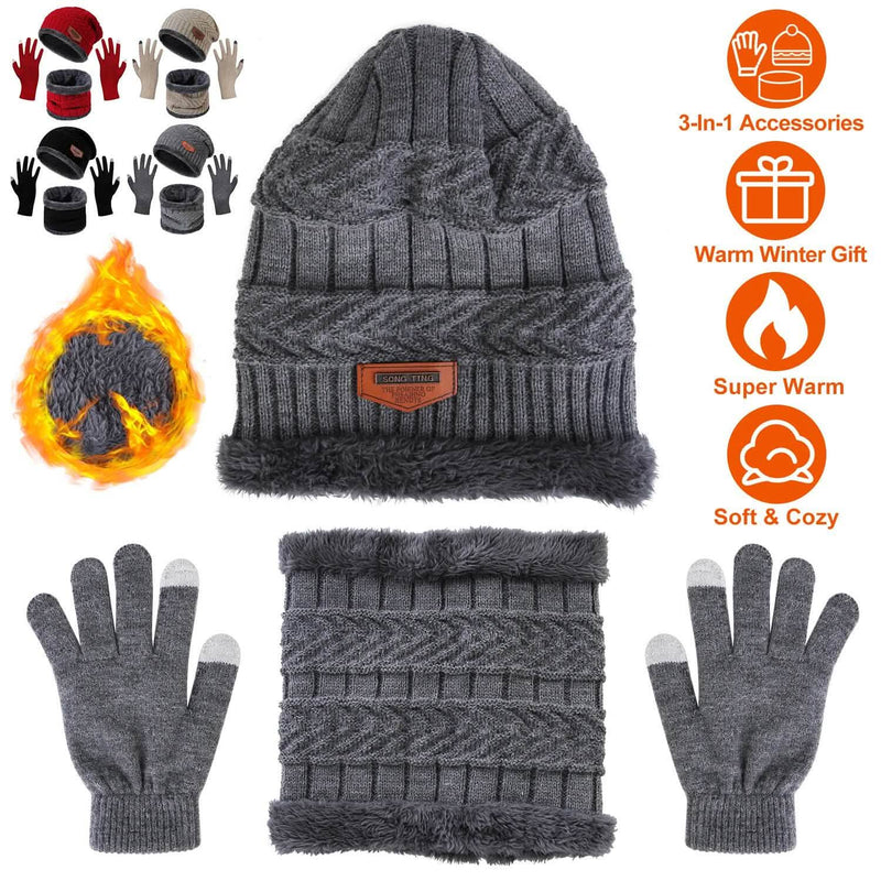 Winter Warm Beanie and Touch Screen Gloves Scarfs Set Sports & Outdoors - DailySale