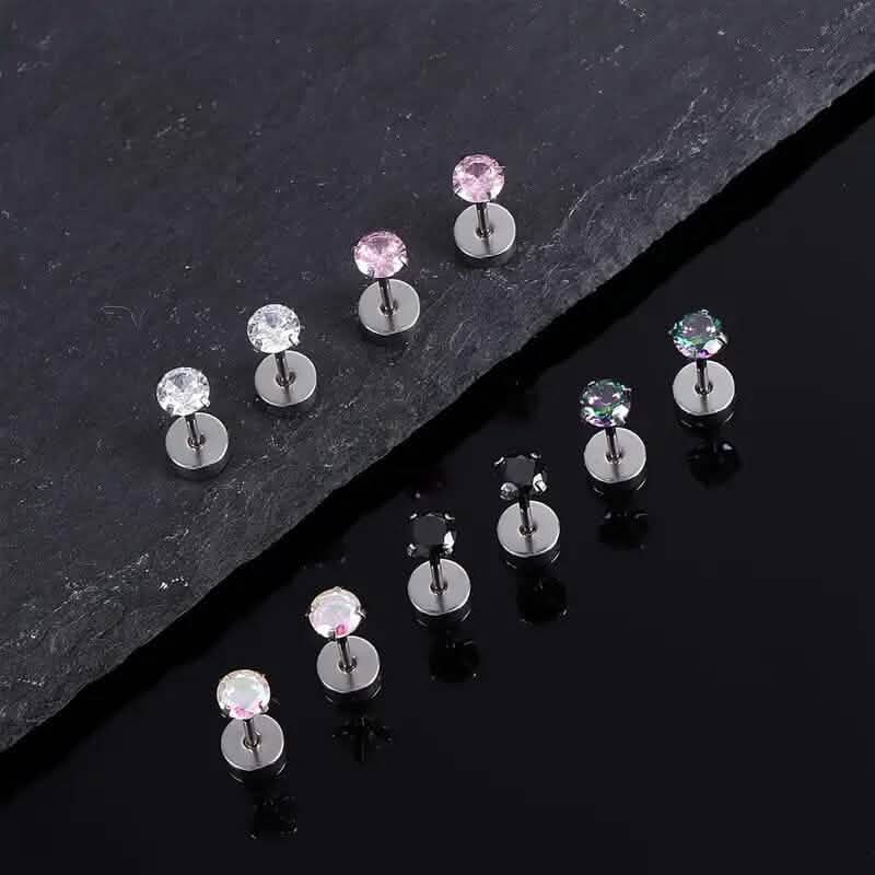 Women's Cubic Zirconia Surgical Stainless Steel Flat Back Earrings Earrings - DailySale
