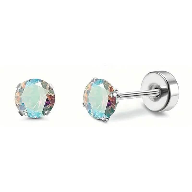 Women's Cubic Zirconia Surgical Stainless Steel Flat Back Earrings Earrings Multicolor - DailySale