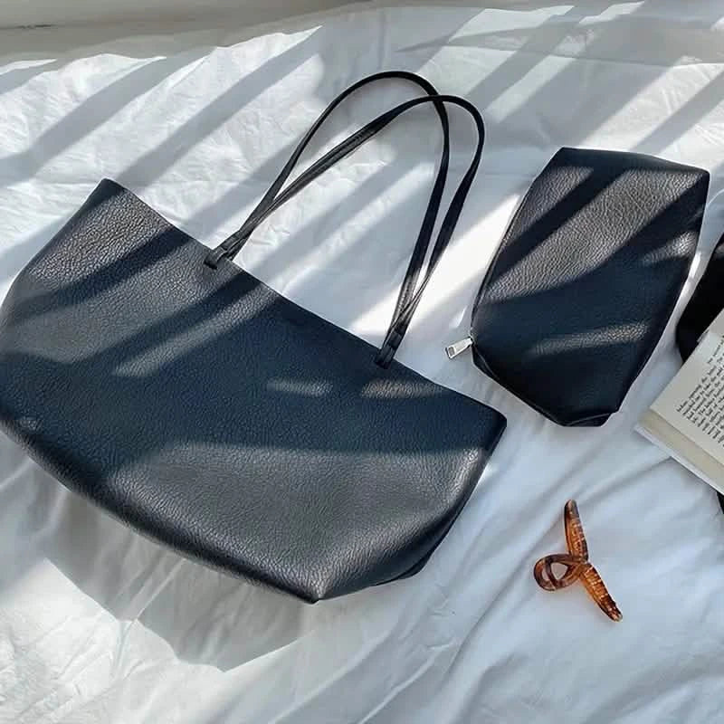 Women's Large Totes PU Leather Shoulder Bag Soft Purse Hobo Handbag Casual Top Handle Bag For Travel Work Bags & Travel Black - DailySale