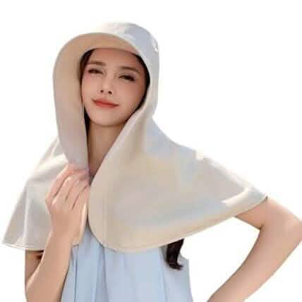 Women's Wide Brim Shawl Sun Hat with Neck Cover Hats Beige - DailySale