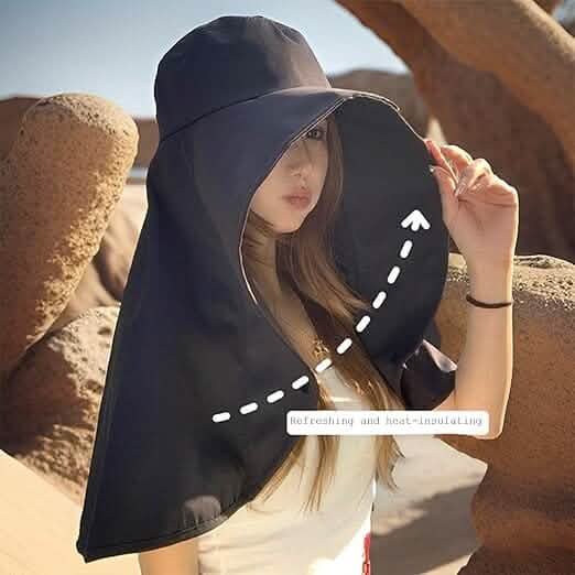 Women's Wide Brim Shawl Sun Hat with Neck Cover Hats - DailySale