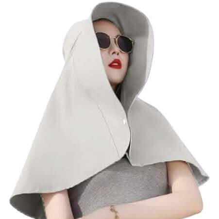 Women's Wide Brim Shawl Sun Hat with Neck Cover Hats Gray - DailySale