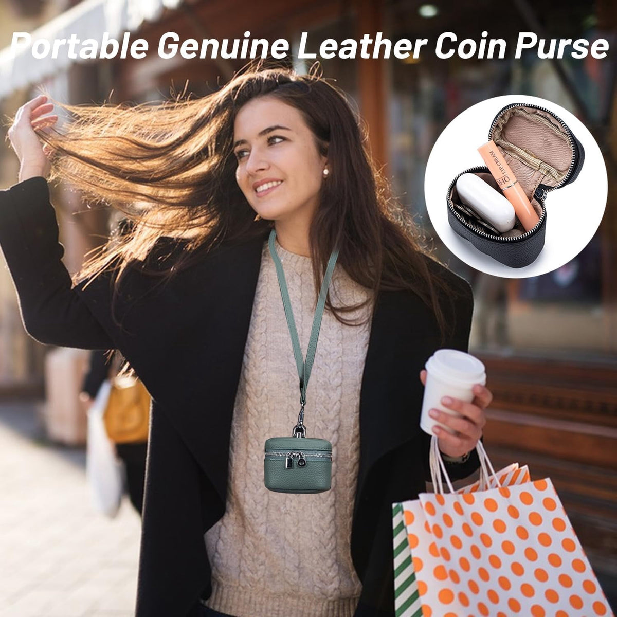 Pouch worn on the lanyard around the neck while shopping