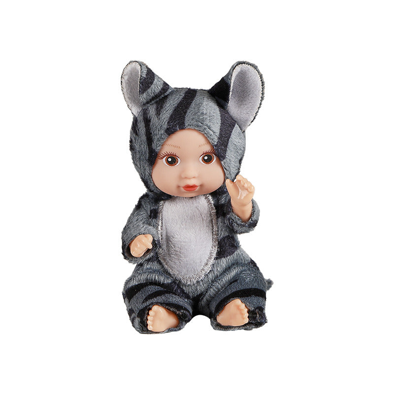 Gray raccoon costume mini doll