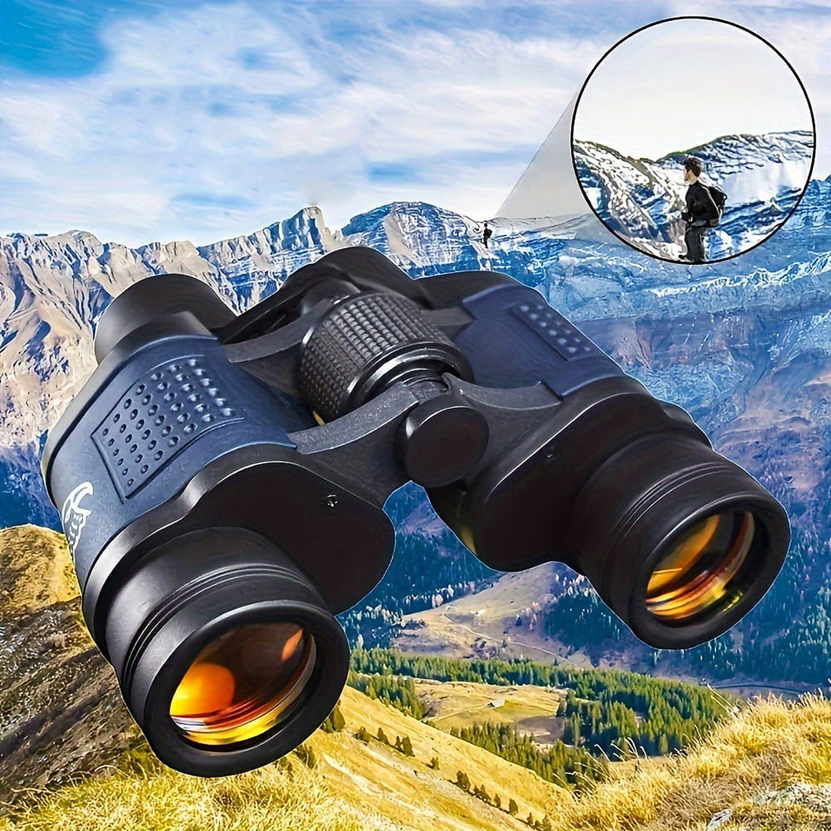 Black 60x60 binoculars with large objective lenses
