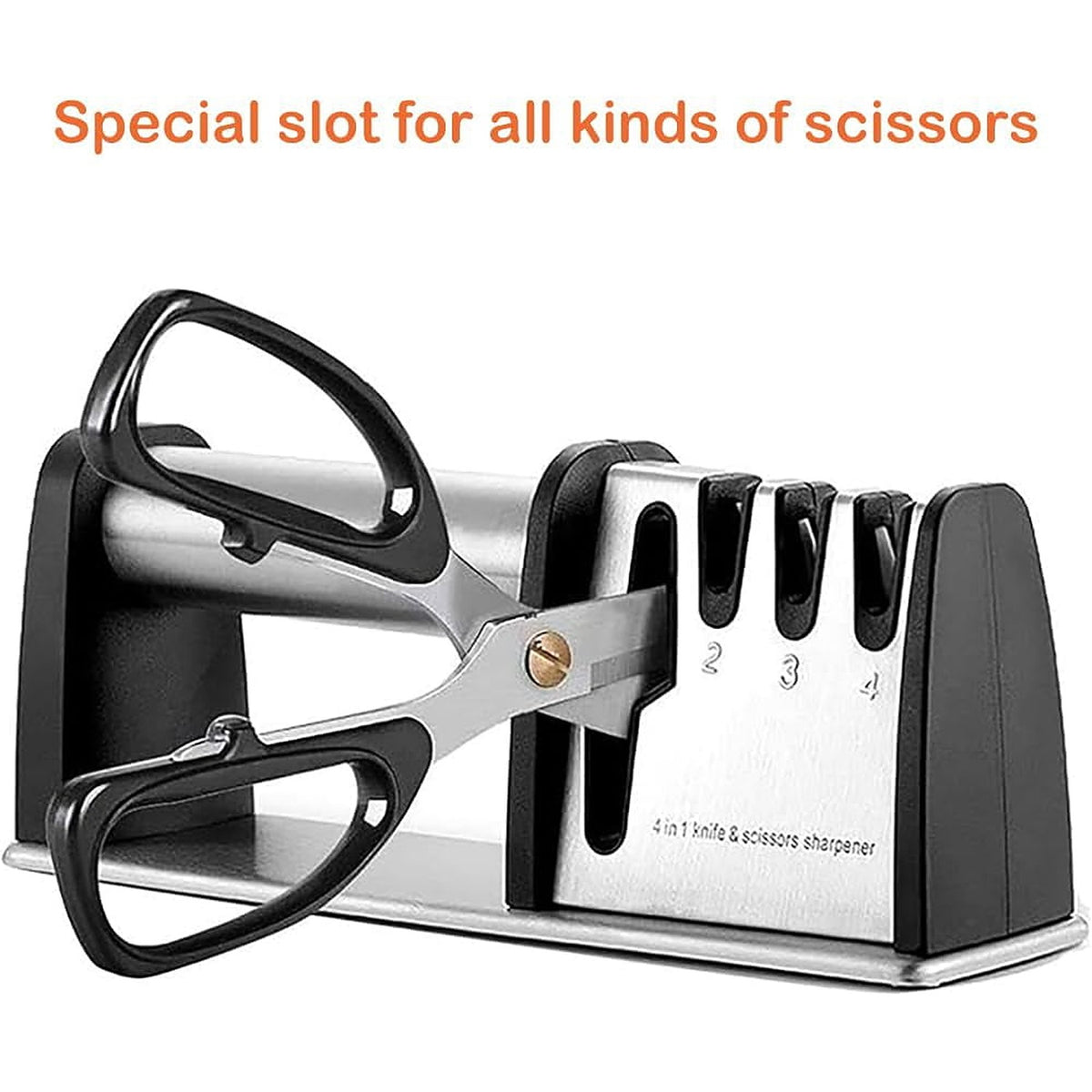 Scissors being sharpened in the dedicated scissor slot