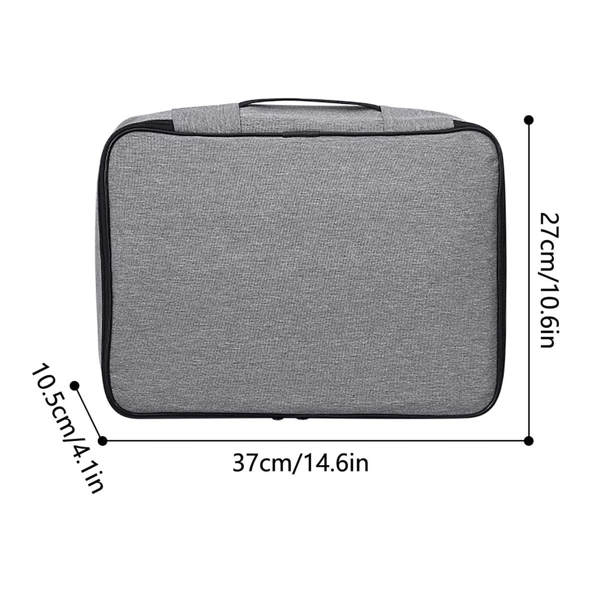 Dimensions, 37 by 27 by 10.5 centimeters or 14.6 by 10.6 by 4.1 inches