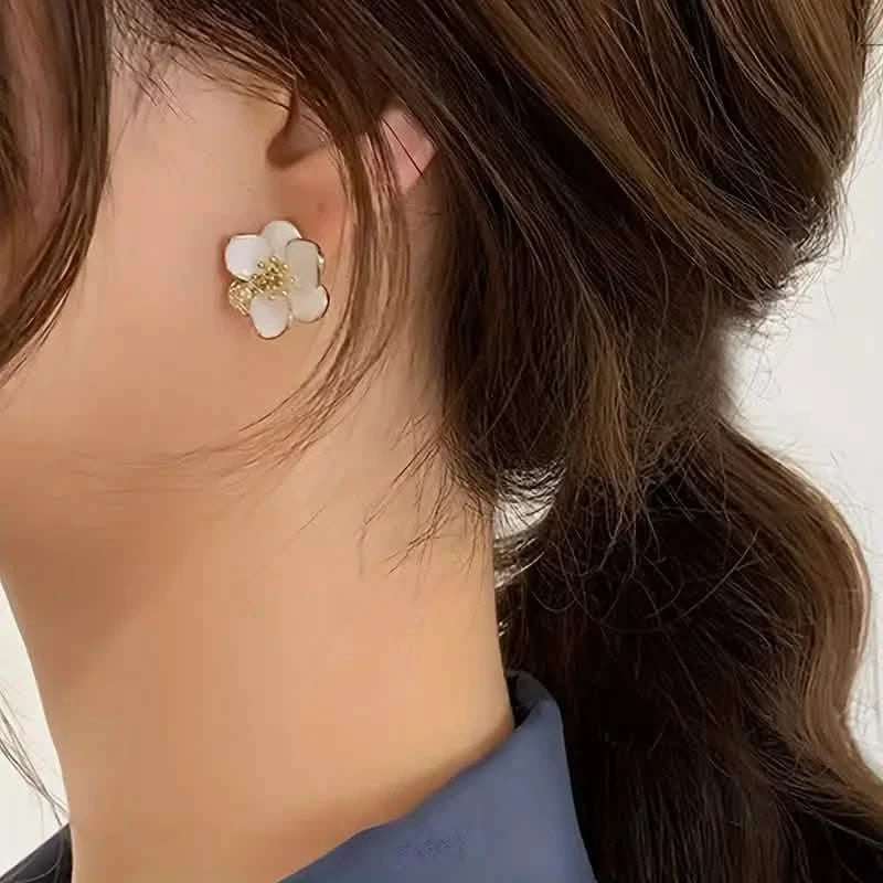 Zinc Alloy Pretty Sweet Flower Design Stud Earrings Earrings - DailySale