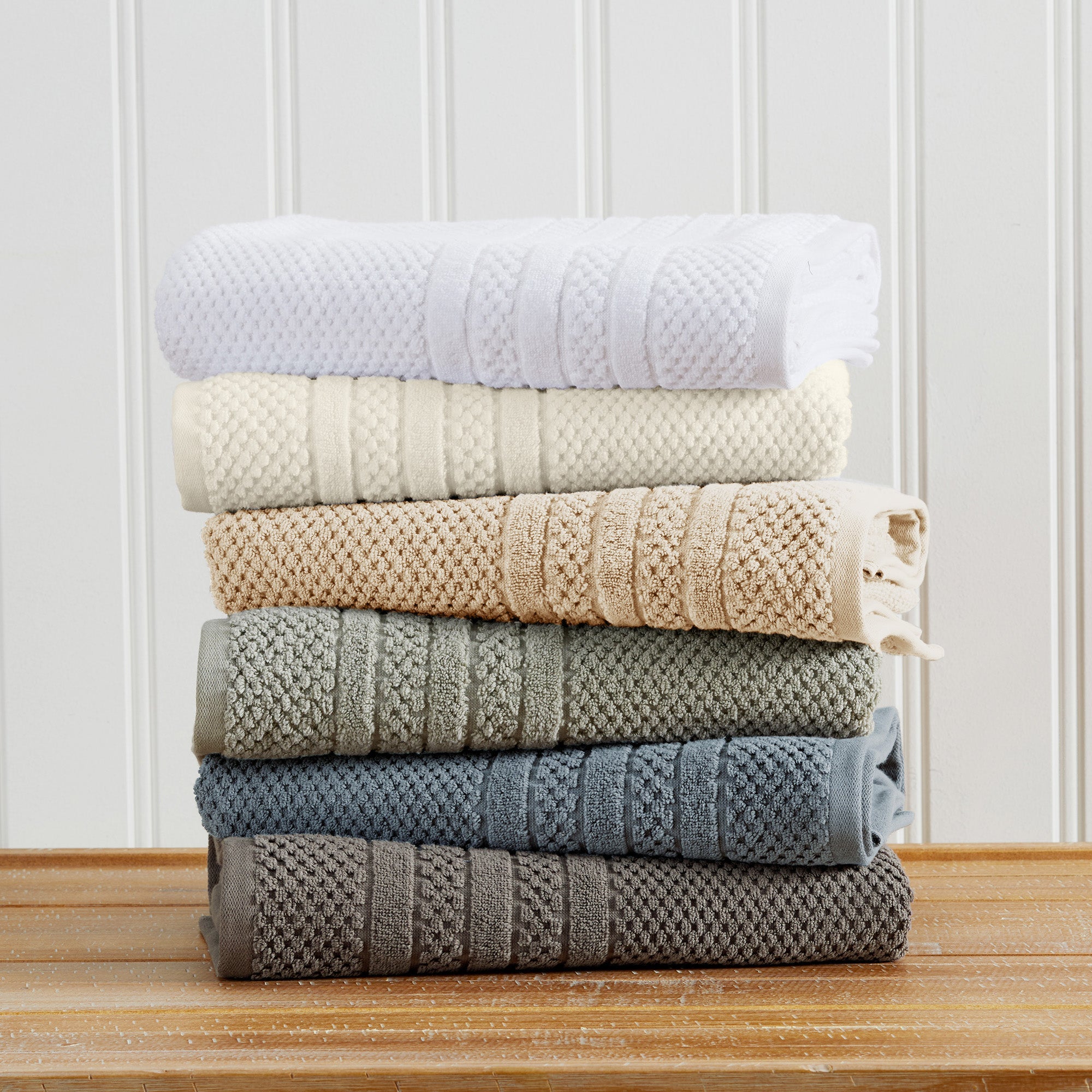 100% Cotton Checkered Jacquard Bath Towel Set - Giuliana Collection